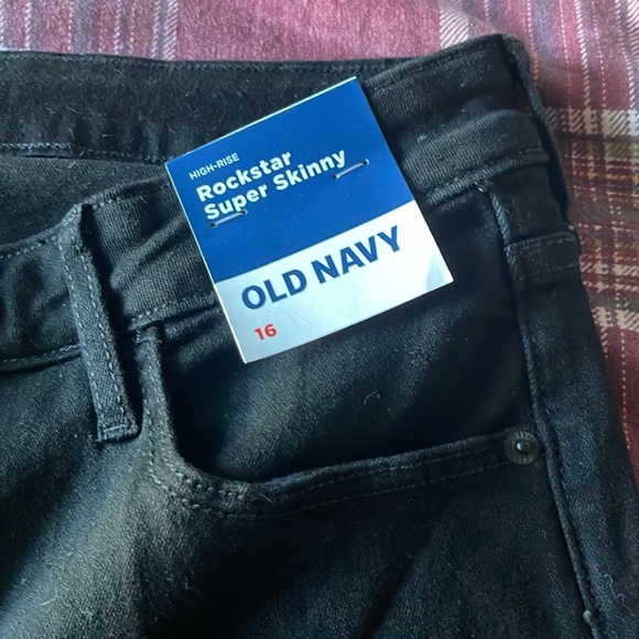 BNWT - Black Old Navy high rise Rockstar Super Skinny Jeans size 16 - Picture 3 of 6